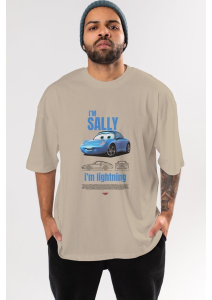 I Am Sally , I Am Lightning Ön Baskılı Oversize T-Shirt Erkek Kadın Unisex Pamuk Bisiklet Yaka Tişort