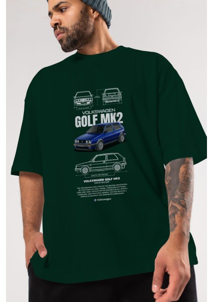 Volkswagen Golf Mk2 Ön Baskılı Oversize T-Shirt Erkek Kadın Unisex Pamuk Bisiklet Yaka Tişort modelleri