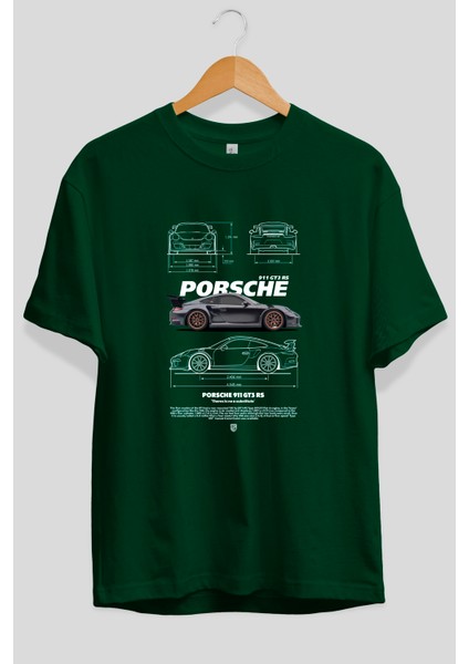 Porsche 911 Gt3 Rs 1 Ön Baskılı Oversize T-Shirt Erkek Kadın Unisex Pamuk Bisiklet Yaka Tişort fiyatları