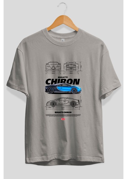 Bugatti Chiron 2 Ön Baskılı Oversize T-Shirt Erkek Kadın Unisex Pamuk Bisiklet Yaka Tişort fiyatları