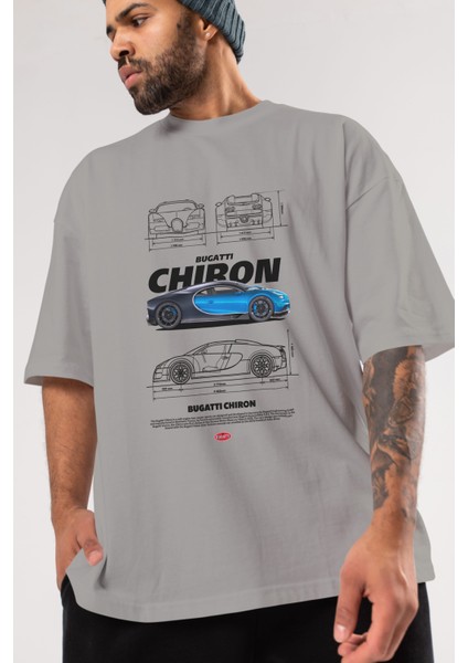 Bugatti Chiron 2 Ön Baskılı Oversize T-Shirt Erkek Kadın Unisex Pamuk Bisiklet Yaka Tişort modelleri