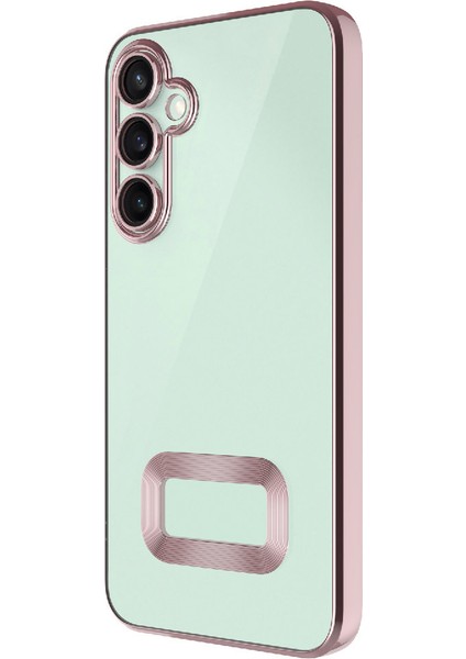 Samsung Galaxy A36 Logo Gösteren Parlak Kenarlı Kamera Lens Korumalı Şeffaf Omega Silikon Kapak