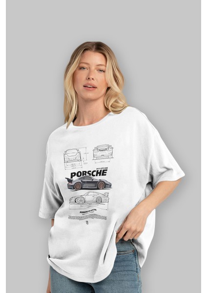 Porsche 911 Gt3 Rs 1 Ön Baskılı Oversize T-Shirt Erkek Kadın Unisex %100 Pamuk Bisiklet Yaka Tişort fırsatları