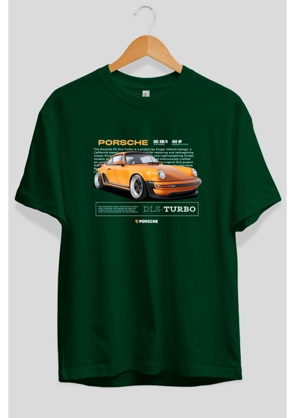Porsche Dls-Turbo Ön Baskılı Oversize T-Shirt Erkek Kadın Unisex Pamuk Bisiklet Yaka Tişort fiyatları