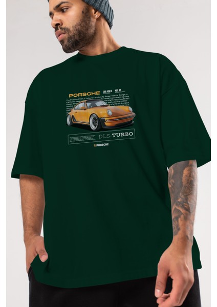 Porsche Dls-Turbo Ön Baskılı Oversize T-Shirt Erkek Kadın Unisex Pamuk Bisiklet Yaka Tişort modelleri