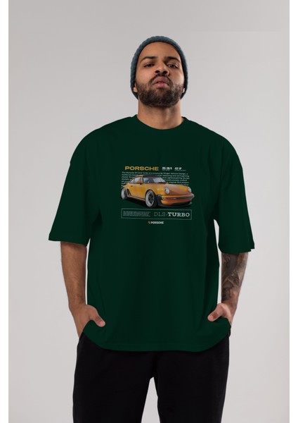 Porsche Dls-Turbo Ön Baskılı Oversize T-Shirt Erkek Kadın Unisex Pamuk Bisiklet Yaka Tişort indirimleri