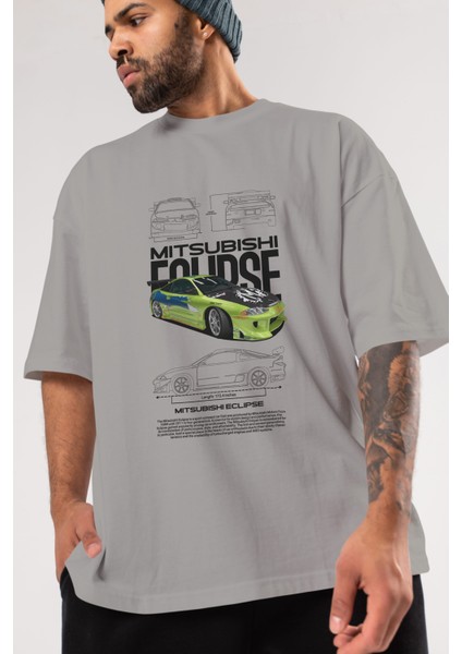 Mitsubishi Eclipse Ön Baskılı Oversize T-Shirt Erkek Kadın Unisex Pamuk Bisiklet Yaka Tişort modelleri