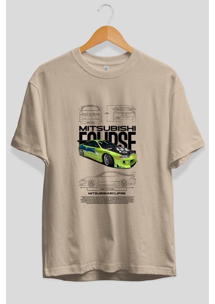 Mitsubishi Eclipse Ön Baskılı Oversize T-Shirt Erkek Kadın Unisex Pamuk Bisiklet Yaka Tişort fiyatları