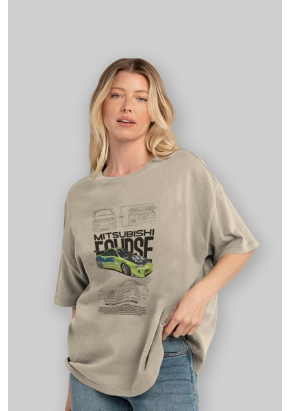 Mitsubishi Eclipse Ön Baskılı Oversize T-Shirt Erkek Kadın Unisex Pamuk Bisiklet Yaka Tişort fırsatları