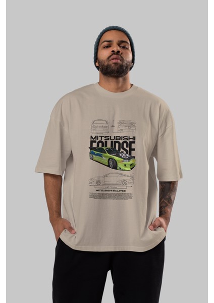 Mitsubishi Eclipse Ön Baskılı Oversize T-Shirt Erkek Kadın Unisex Pamuk Bisiklet Yaka Tişort indirimleri