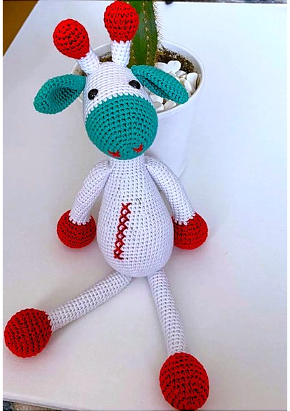 Amigurumi Beyaz, Orman Hayvanı Zürafa, Uzun