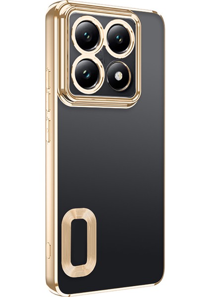 Xiaomi 14T Pro Kılıf Logo Gösteren Parlak Kenarlı Kamera Lens Korumalı Şeffaf Omega Silikon Kapak