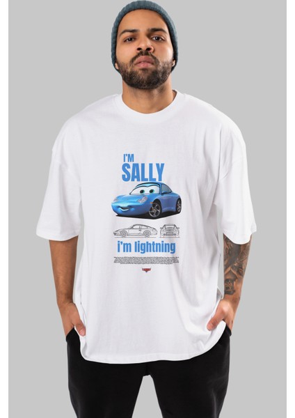 I Am Sally , I Am Lightning Ön Baskılı Oversize T-Shirt Erkek Kadın Unisex %100 Pamuk Bisiklet Yaka Tişort