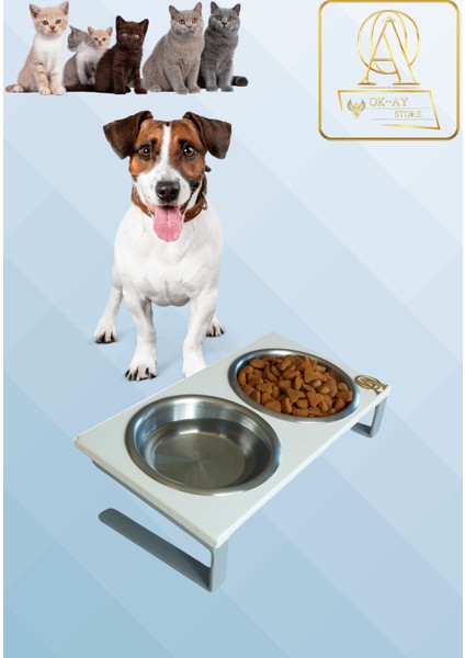 Kedi ve Köpekler Için Sağlıklı Yeme Standı, %10 Eğimli Tasarım ve Kaymaz Ayaklar