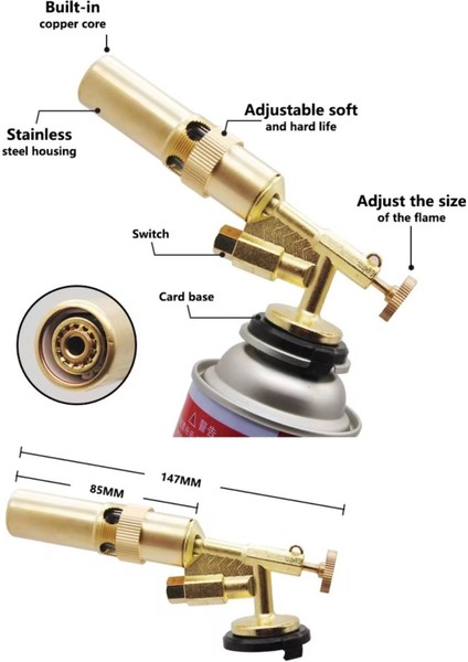 Tamirci Kaynak Şalama Pürmüz Yüksek Alevli Çakmak Metal Kafa Pürmüs 5li Kamp Gazı Çakmaklı Torch Set