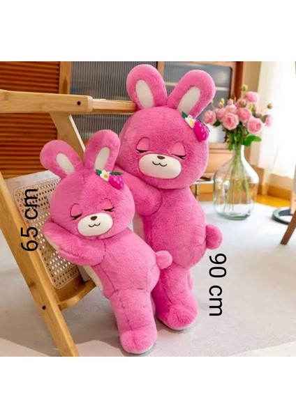 Çilek Tavşan Büyük Boy 65 cm Uyku Arkadaşı | Sevgiliye Hediyelik Sarılma Yastığı| Yumuşak Peluş modelleri