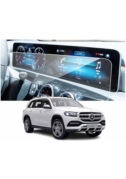 Mercedes GLS 2019-2024 Model Multimedya ve Dijital Gösterge Ekranı Uyumlu 9H Nano Ekran Koruyucu