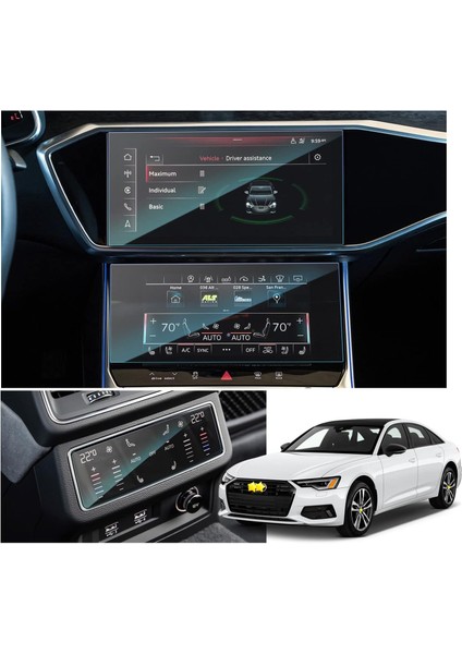 Audi A6 2019-2024 Model Alt Üst Multimedya ve Klima Kontrol Uyumlu 3 Parça 9h Nano Ekran Koruyucu