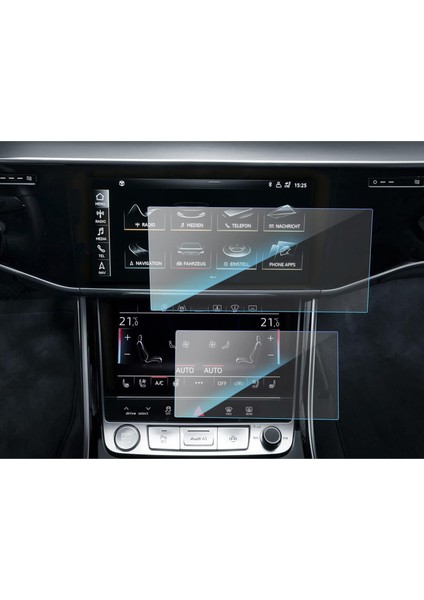 Audi A6 2019-2024 Model Alt Üst Multimedya ve Klima Kontrol Uyumlu 3 Parça 9h Nano Ekran Koruyucu