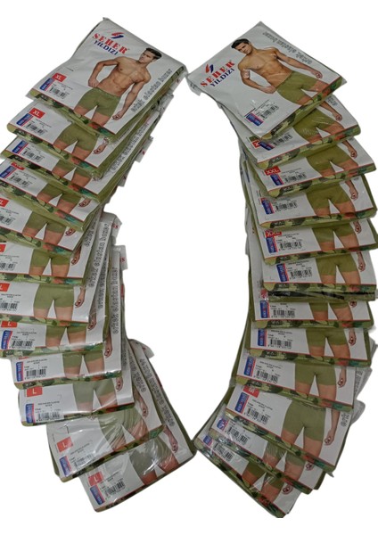 boxer 24'lü ekonomik paket acemi bedelli asker penye boxer külot likralı haki yeşil KB24-2XL