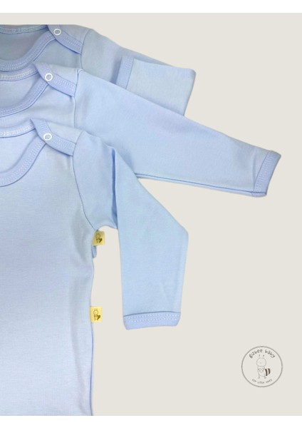 Bebek Body Mavi Uzun Kollu 3`lü Paket|set - Bebek Atleti %100 Pamuk fırsatları