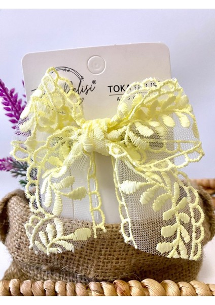 Düz Renk Dantel Özel Seri Fiyonk Yan Çocuk Tokası, El Yapımı Toka, Kiz Cocuk Toka fiyatları