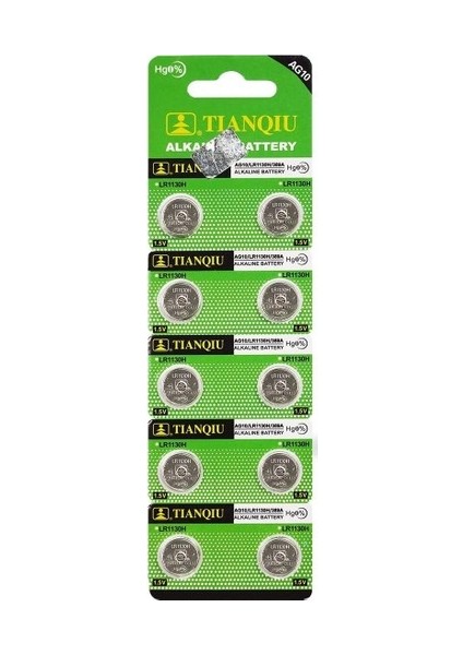 Buton Pil Saat Lazer Hesap Makinesi Pili 10’lu Paket AG10 LR1130H 389A 1.55V