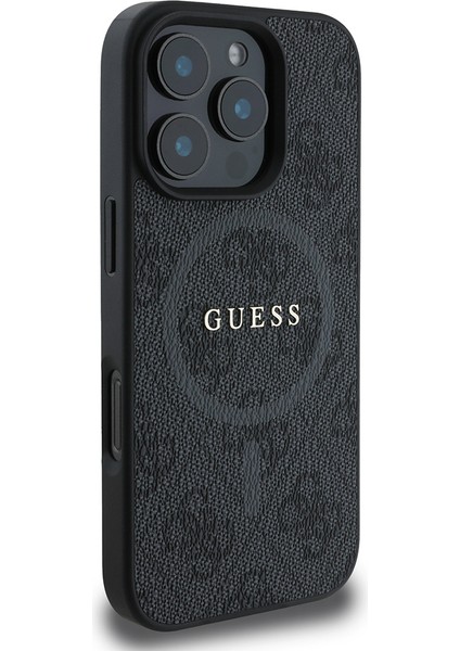 Apple iPhone 16 Pro Max Lisanslı Halkalı Magsafe Şarj Özellikli 4g Desenli Yazı Logolu Kapak Siyah fiyatları