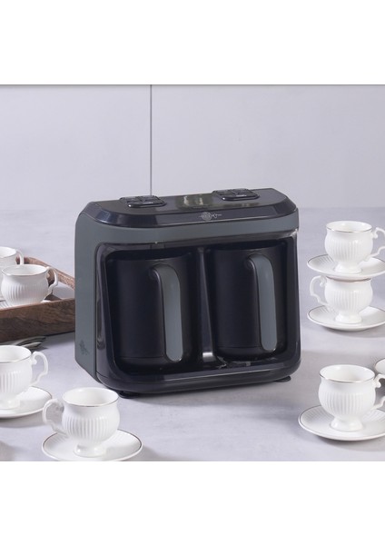 Türk Kahve Makinesi, Közde ve Aromalı Türk Kahvesi, Aynı Anda 2 Cezve Kullanımı 10 Fincan Kapasite