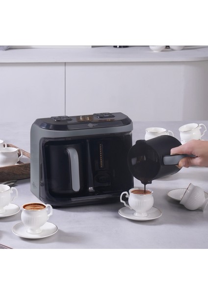 Türk Kahve Makinesi, Közde ve Aromalı Türk Kahvesi, Aynı Anda 2 Cezve Kullanımı 10 Fincan Kapasite fiyatları