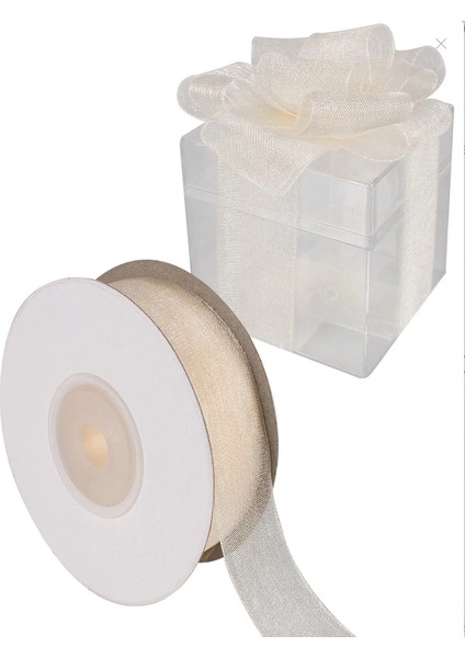 Krem Organze 0,6 mm Kurdela 150 Metre