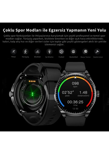 Watch Airpods Curved Amoled Ekran 2 Kordon Kulaklıklı Akıllı Saat Akıllı Saat Ios ve Android Uyumlu