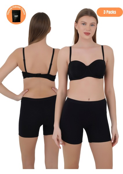 Kadın Boxer Külot - Lastikli Bel ve Yumuşak Kumaş 3'lü Özel Paket (Siyah, Beyaz, Ten Renk) fiyatları