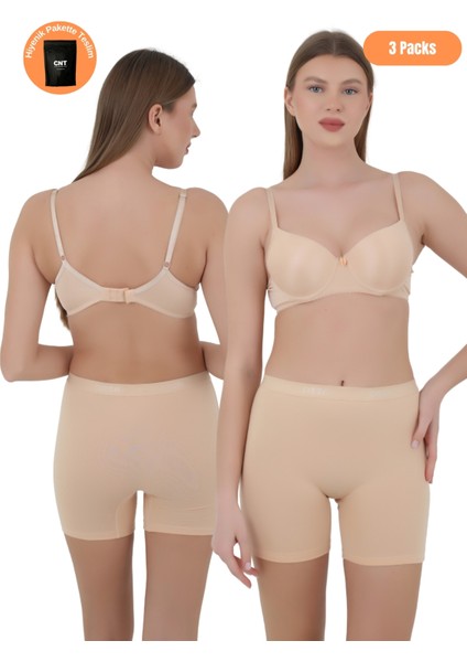 Kadın Boxer Külot - Lastikli Bel ve Yumuşak Kumaş 3'lü Özel Paket (Siyah, Beyaz, Ten Renk) fiyatları