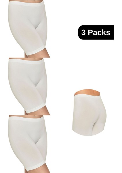 Kadın Boxer Külot - Lastikli Bel ve Yumuşak Kumaş 3'lü Paket (Siyah, Beyaz, Ten Renk) fiyatları