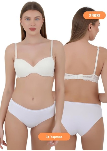Kadın Mikro Kumaş Dikişsiz Iz Yapmaz Külot - 3'lü Özel Paket (Siyah, Beyaz, Ten Renk) fiyatları