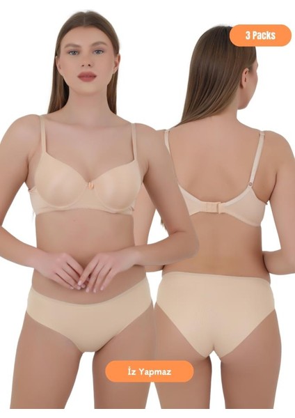 Kadın Mikro Kumaş Dikişsiz Iz Yapmaz Külot - 3'lü Özel Paket (Siyah, Beyaz, Ten Renk) fiyatları