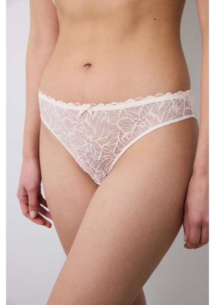 Lace Krem Slip Külot