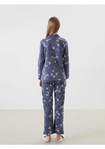 Lcw Dream Antrasit Gömlek Yaka Çiçekli Kadın Pijama Takım fırsatları