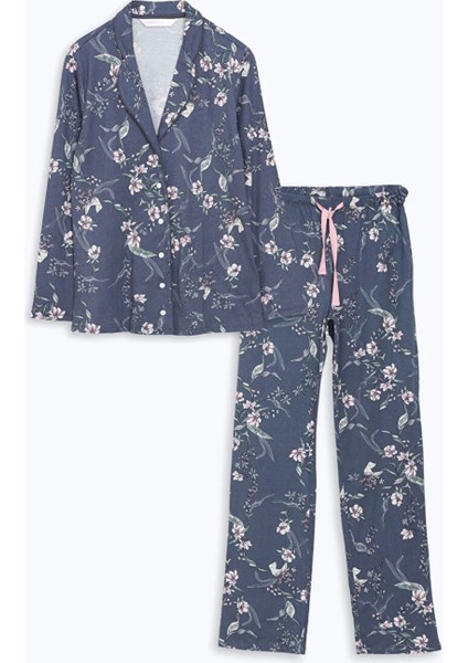 Lcw Dream Antrasit Gömlek Yaka Çiçekli Kadın Pijama Takım indirimleri