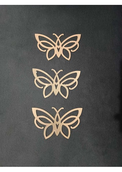 Dekoratif Gümüş Yapışkanlı Aynalı Pleksi Mobilya Dolap Süsü KELEBEK(8X5CM) 15 Adet