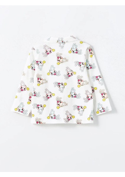 Lcw Baby Ekru Gömlek Yaka Baskılı Kız Bebek Pijama Takım T T