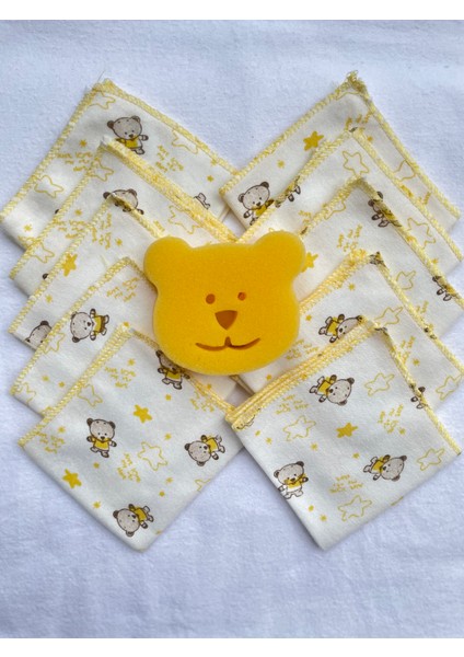 Unisex Desenli 10 Adet Lüks Ayıcıklı Penye Mendil Yenidoğan Pamuk Ağız Bezi, Sırt Bezi ,ter Bezi(10 Adet) fiyatları