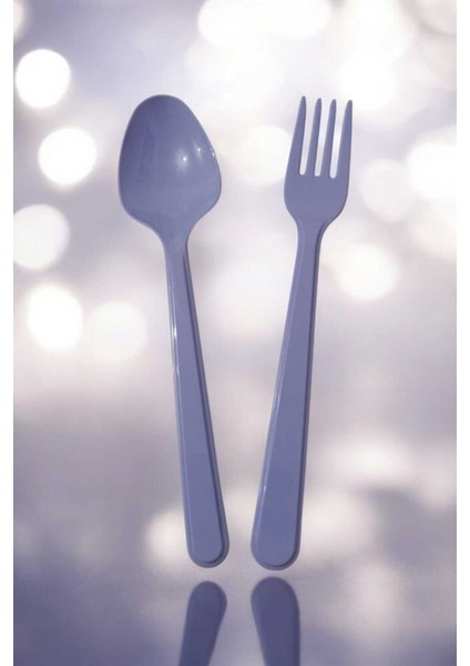Plastik Kaşık Çatal Set Lila 8 Li