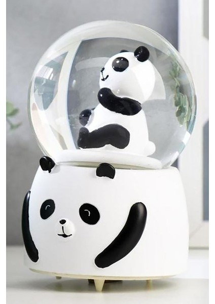 3D Sevimli Panda Orta Boy Işıklı Panda Temalı Kar Küresi Işıklı Panda Temalı Kar Küresi