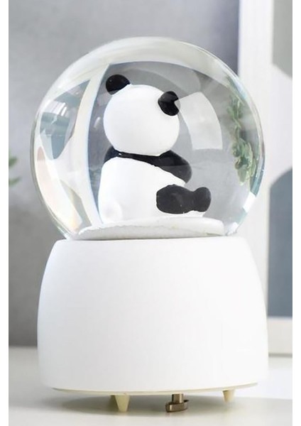 3D Sevimli Panda Orta Boy Işıklı Panda Temalı Kar Küresi Işıklı Panda Temalı Kar Küresi