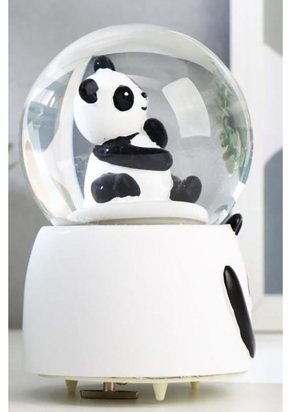 3D Sevimli Panda Orta Boy Işıklı Panda Temalı Kar Küresi Işıklı Panda Temalı Kar Küresi