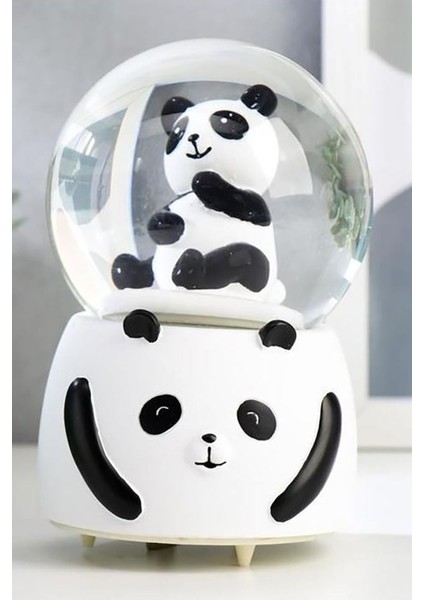 3D Sevimli Panda Orta Boy Işıklı Panda Temalı Kar Küresi Işıklı Panda Temalı Kar Küresi