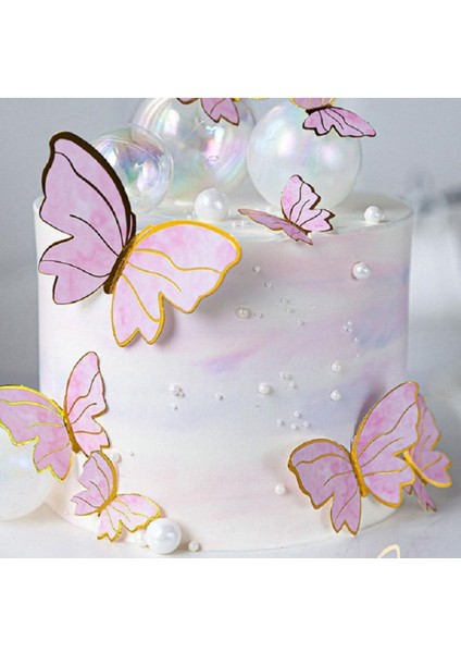 Pasta Üzeri Süs Kelebek Dekor Süsü Butterfly 21 Adet