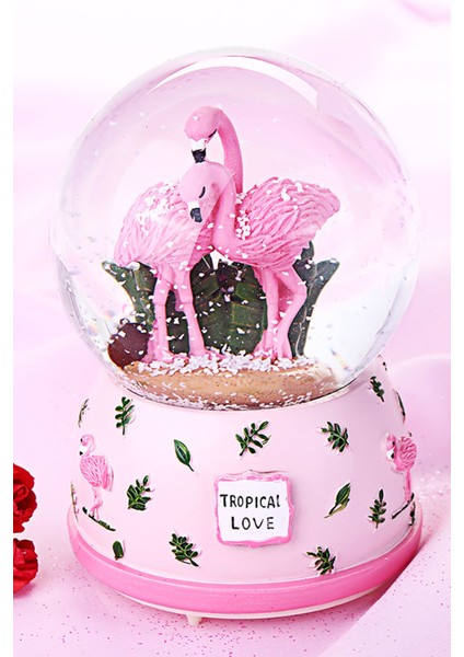 Flamingo Renk Degiştiren Işıklı Müzikli Orta Boy Kar Küresi 14 cm fiyatları